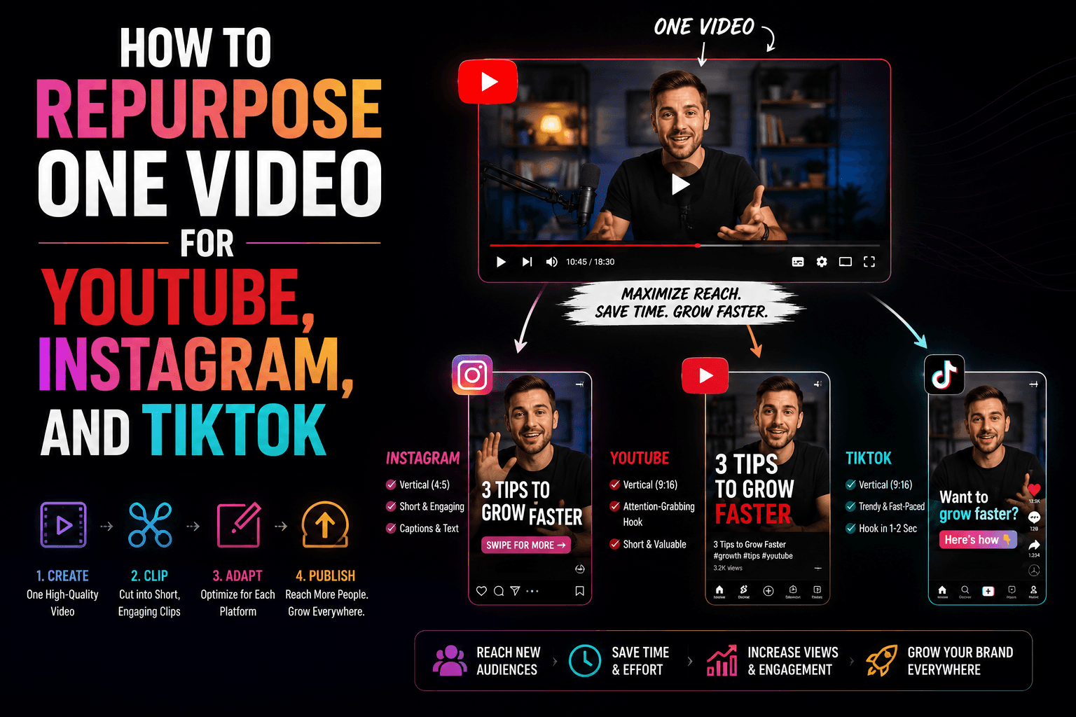 How to Repurpose One Video for YouTube, Instagram, and TikTok